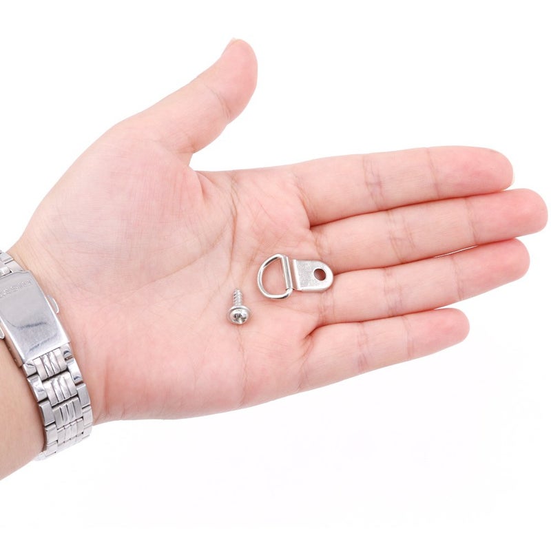 Rustark 110Pcs Silver Metal D Ring Picture Hangers Frame Hanging Hangers Single Hole with Screws for Picture Painting Frame Cross-Stitch - Image 5